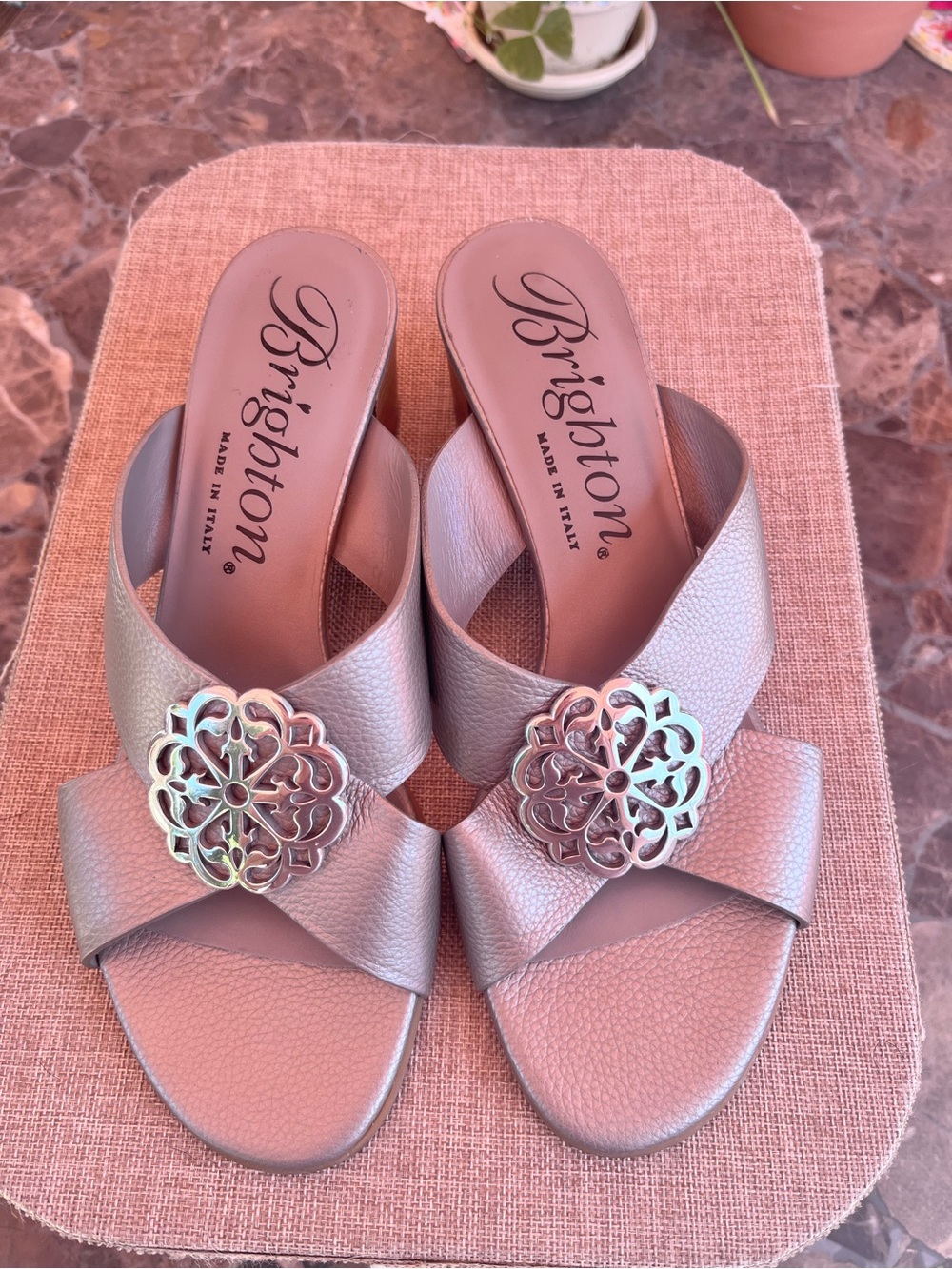 Brighton Silver Slide On Sandals